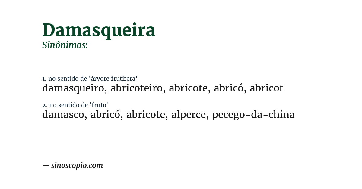 Sinônimo de damasqueira