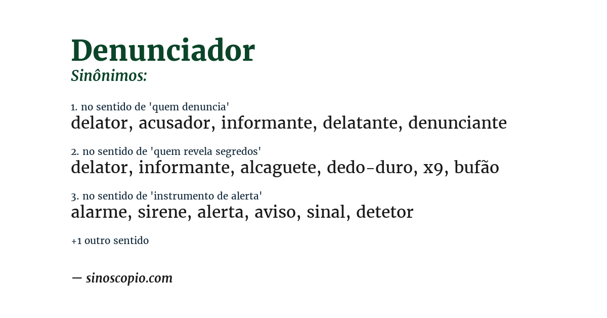 Sinônimo de denunciador