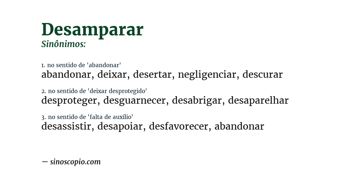 Sinônimo de desamparar