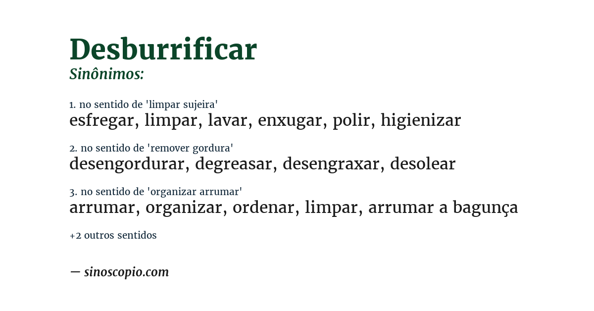 Sinônimo de desburrificar