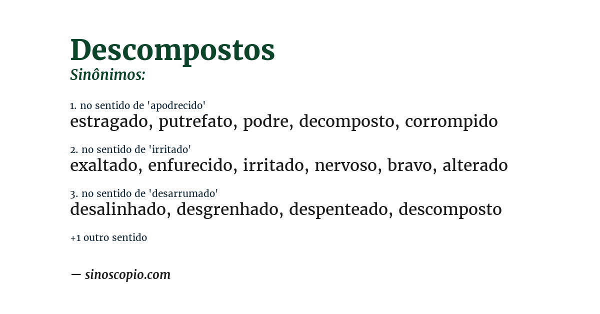 Sinônimo de descompostos