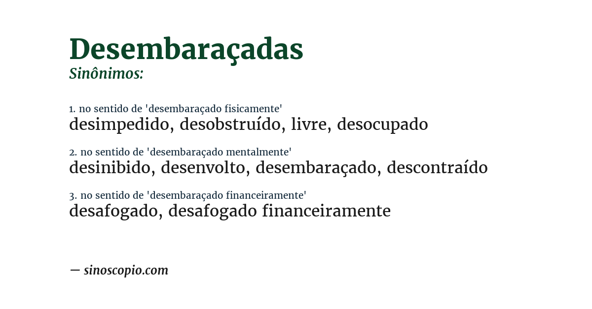 Sinônimo de desembaraçadas