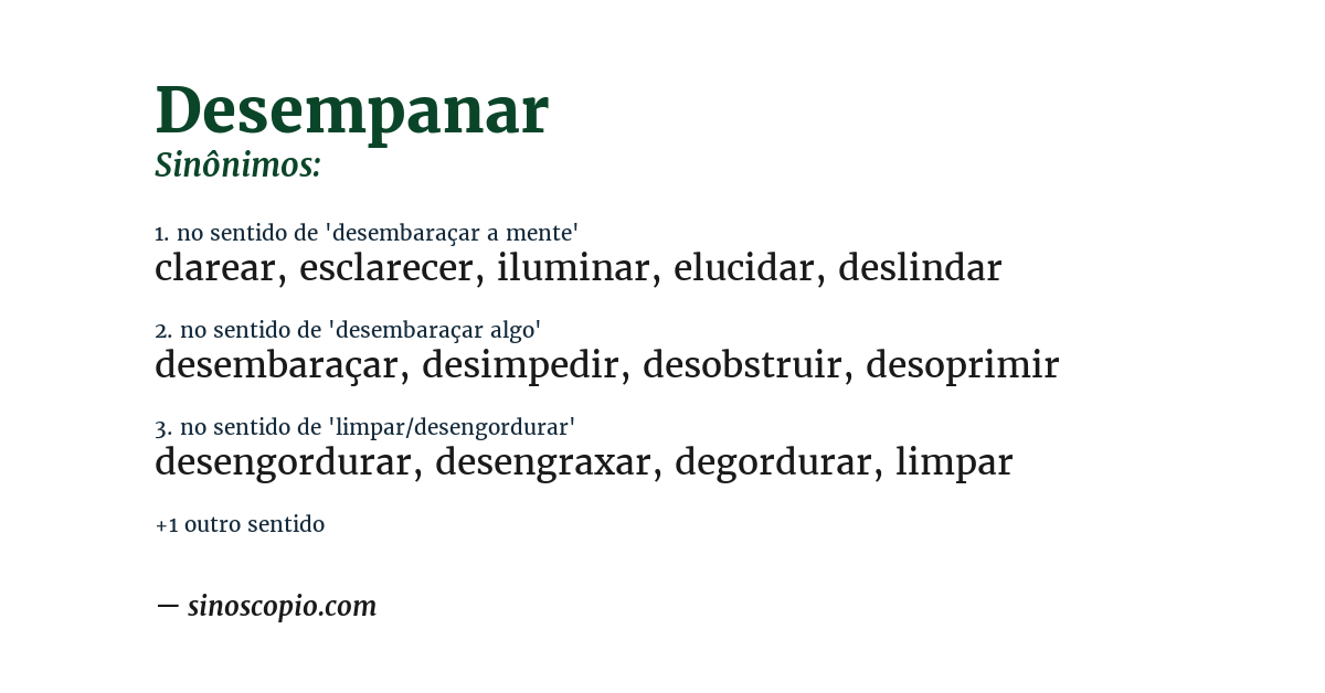 Sinônimo de desempanar