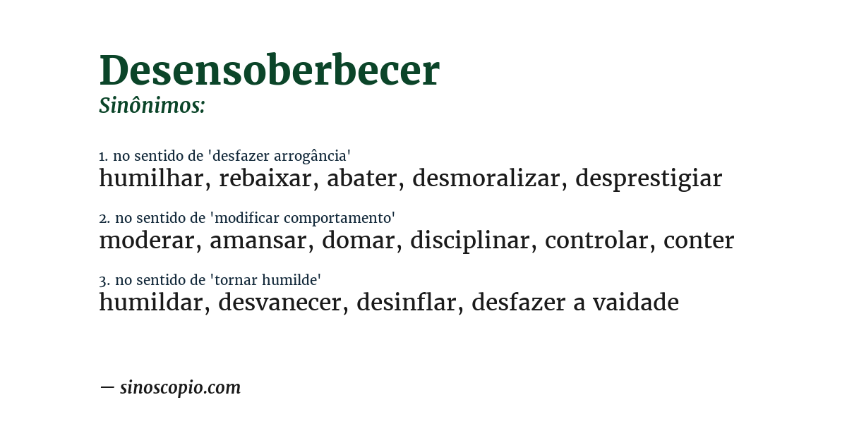 Sinônimo de desensoberbecer