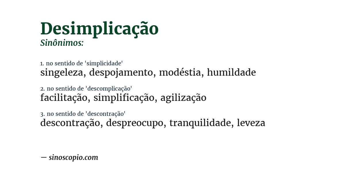 Sinônimo de desimplicação
