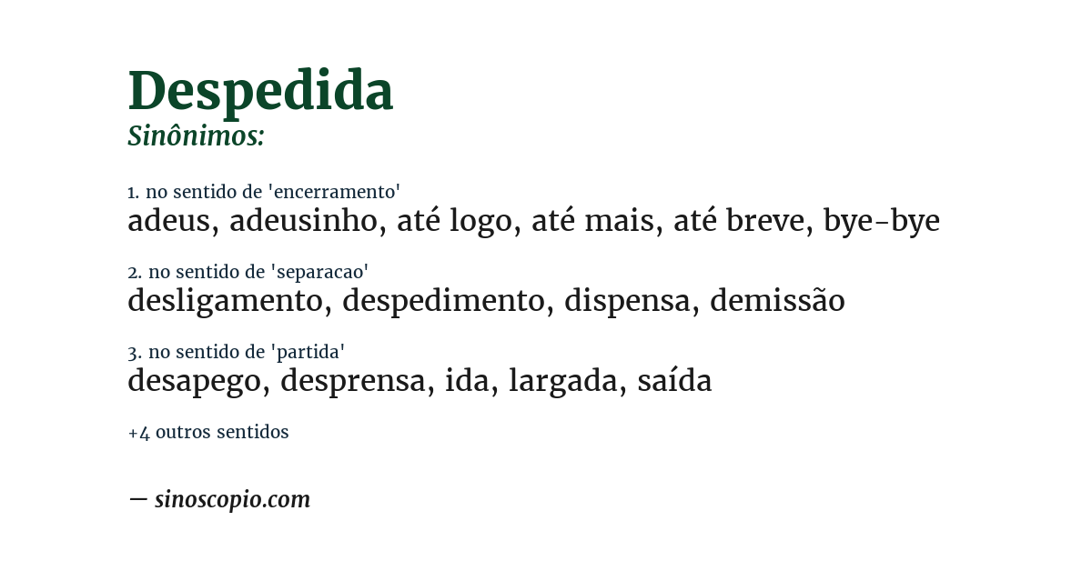 Sinônimo de despedida