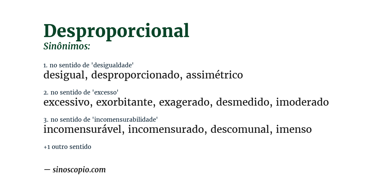 Sinônimo de desproporcional