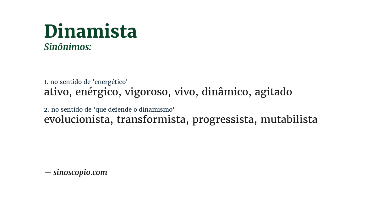 Sinônimo de dinamista