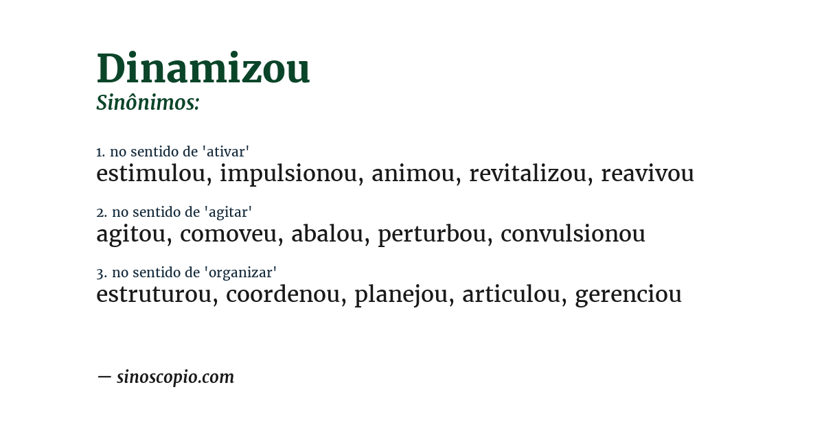 Sinônimo de dinamizou