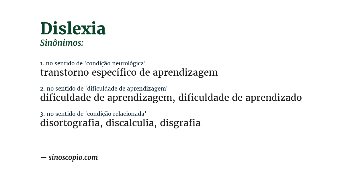 Sinônimo de dislexia