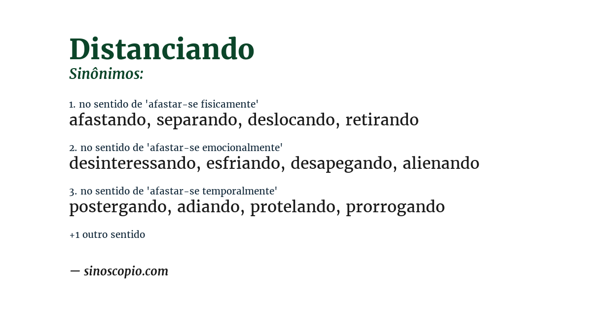 Sinônimo de distanciando