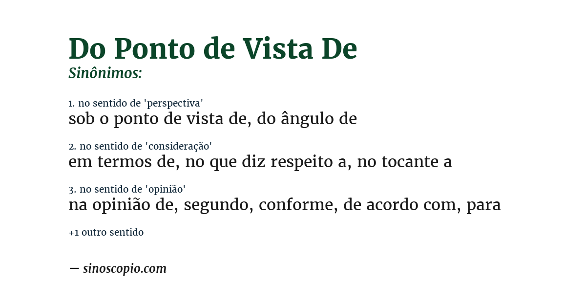 Sinônimo de do ponto de vista de