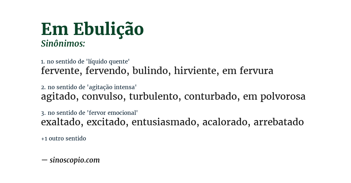 Sinônimo de em ebulição