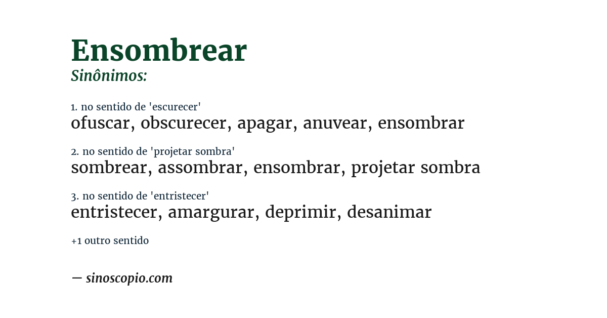 Sinônimo de ensombrear