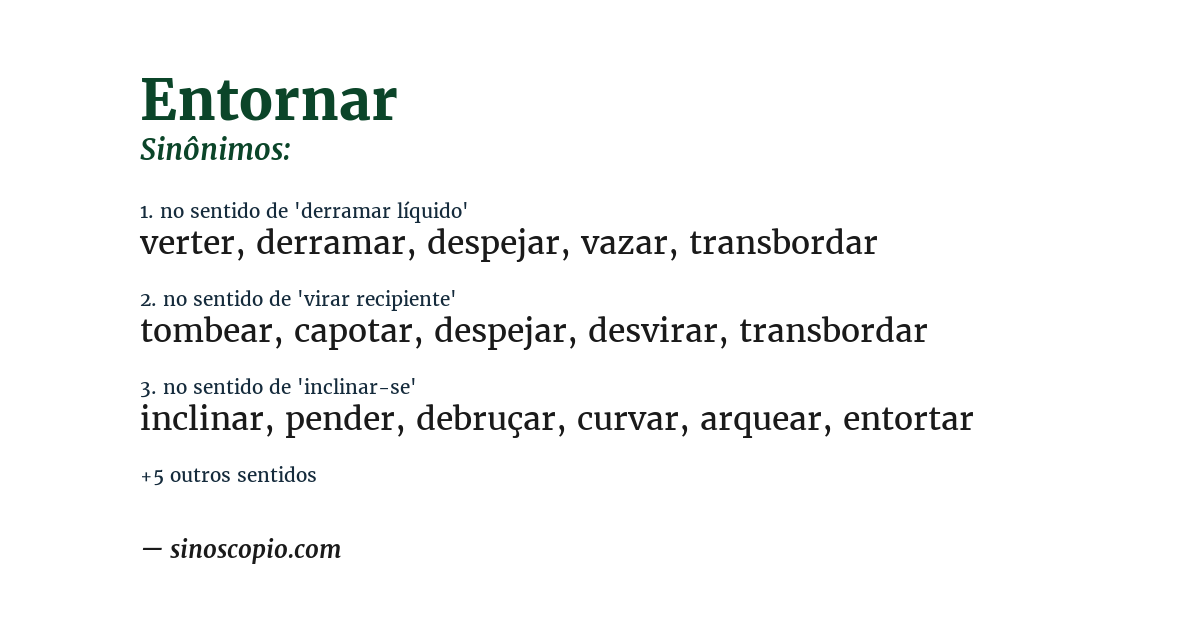Sinônimo de entornar