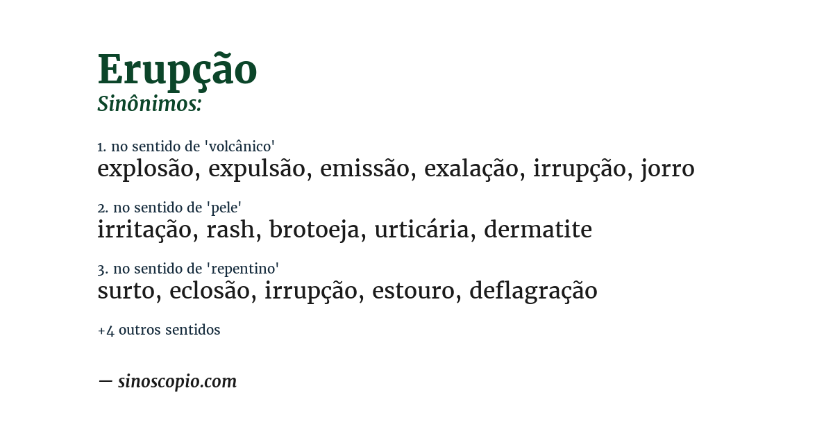 Sinônimo de erupção