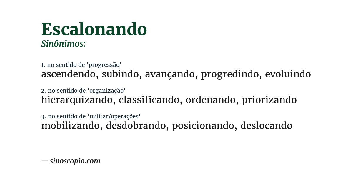 Sinônimo de escalonando