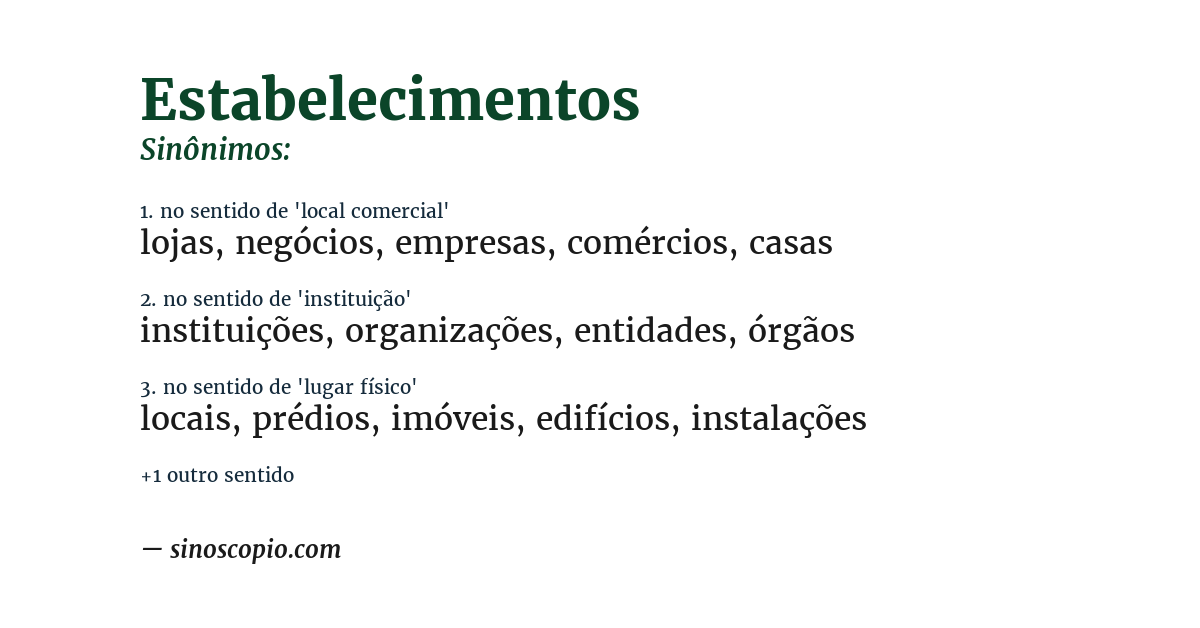 Sinônimo de estabelecimentos