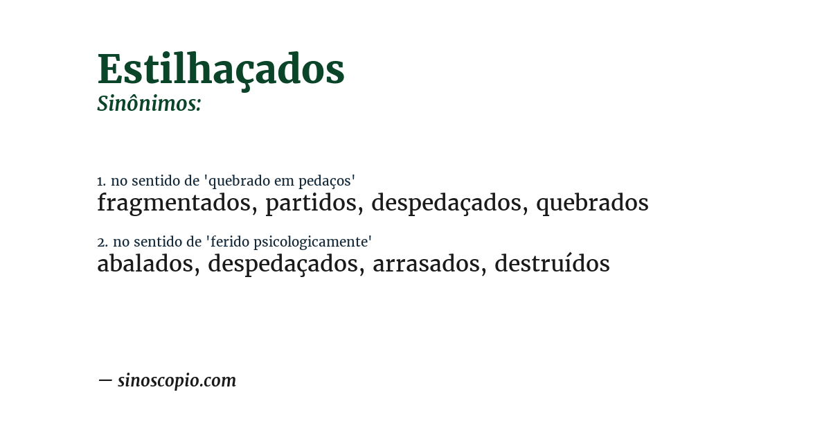 Sinônimo de estilhaçados
