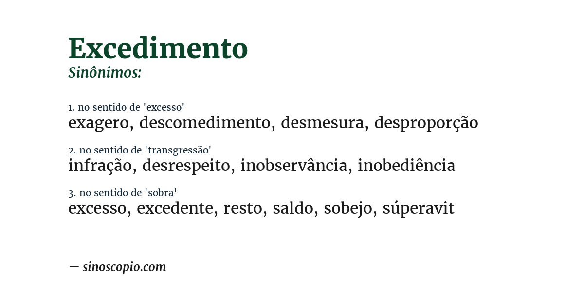 Sinônimo de excedimento