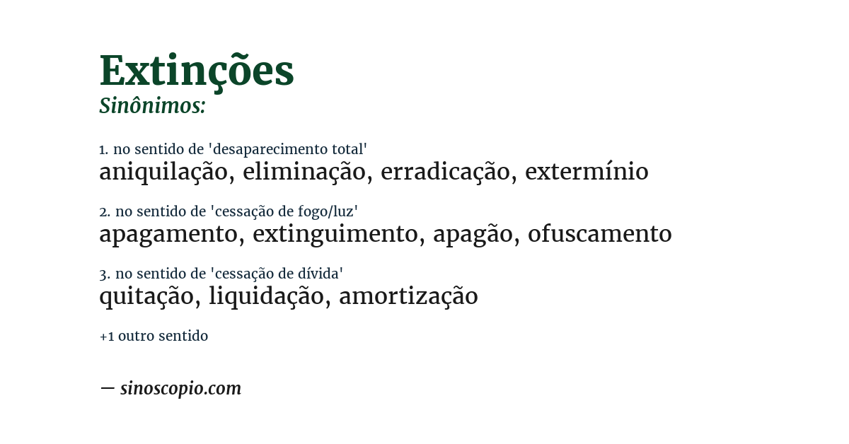 Sinônimo de extinções