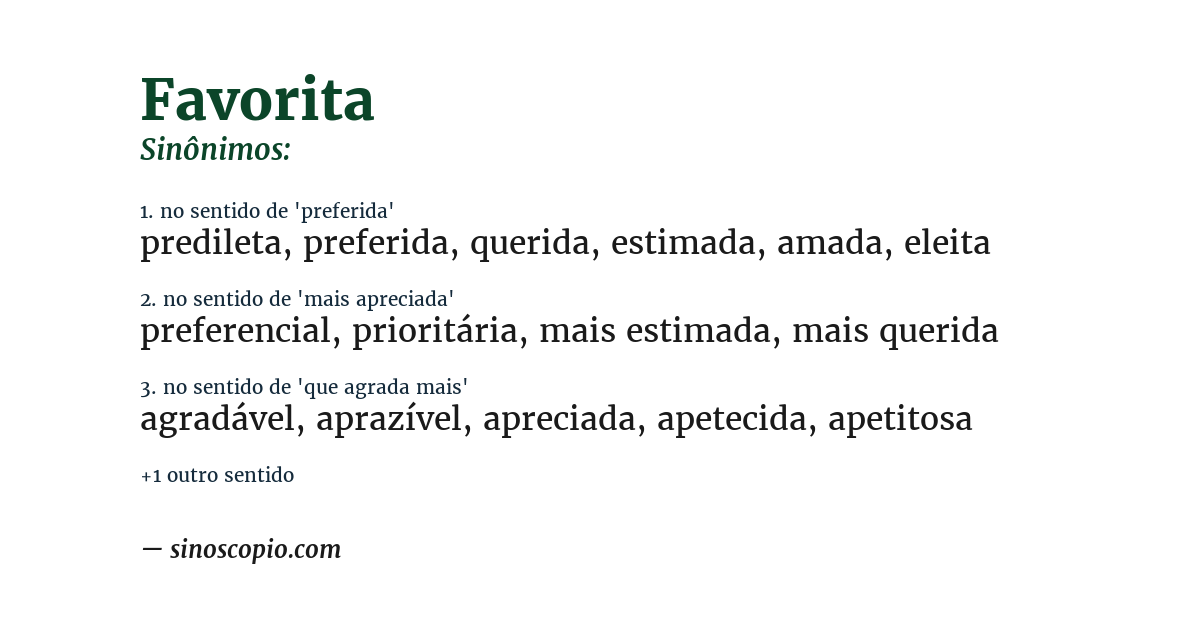 Sinônimo de favorita