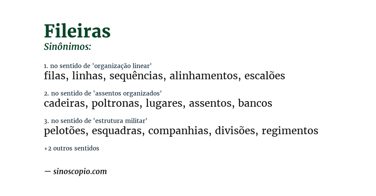 Sinônimo de fileiras