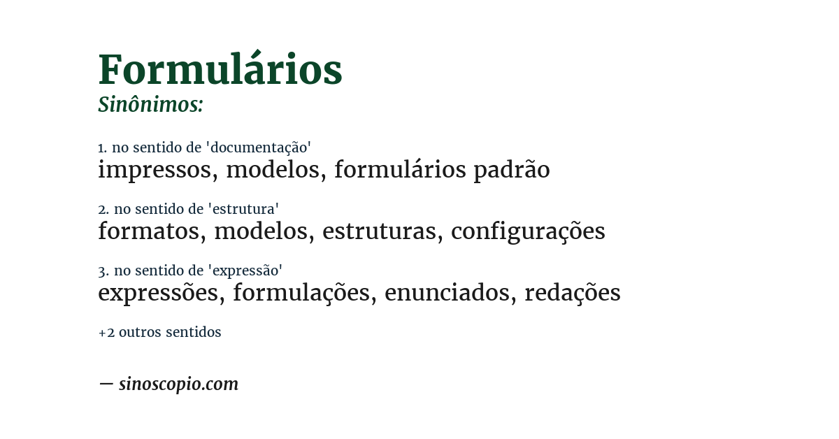 Sinônimo de formulários