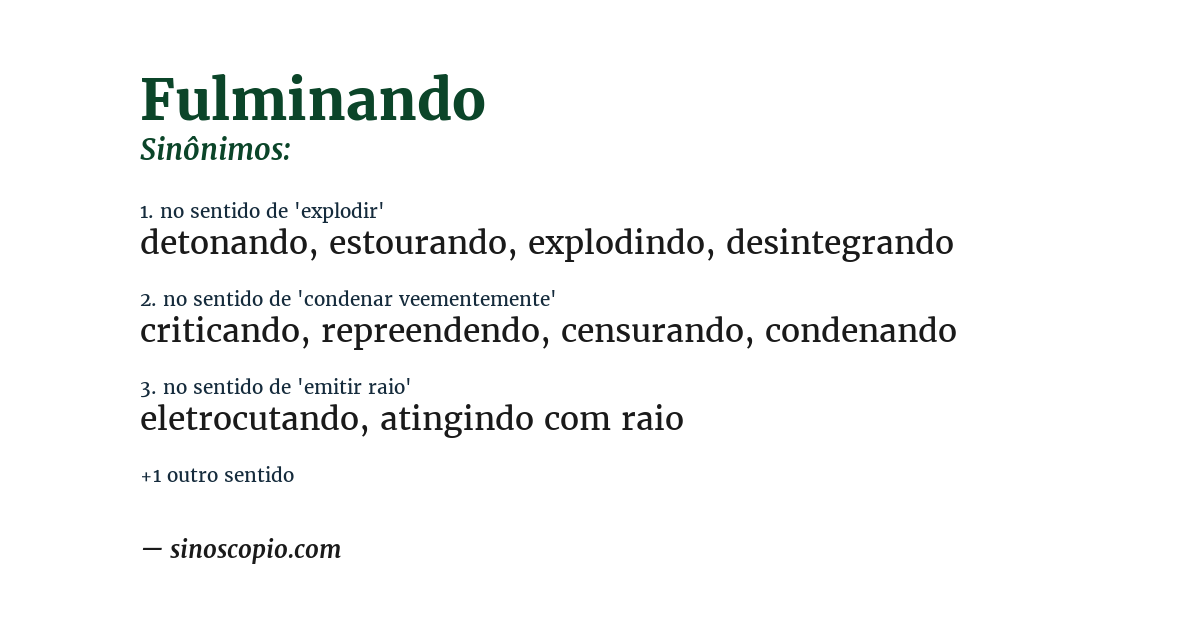 Sinônimo de fulminando