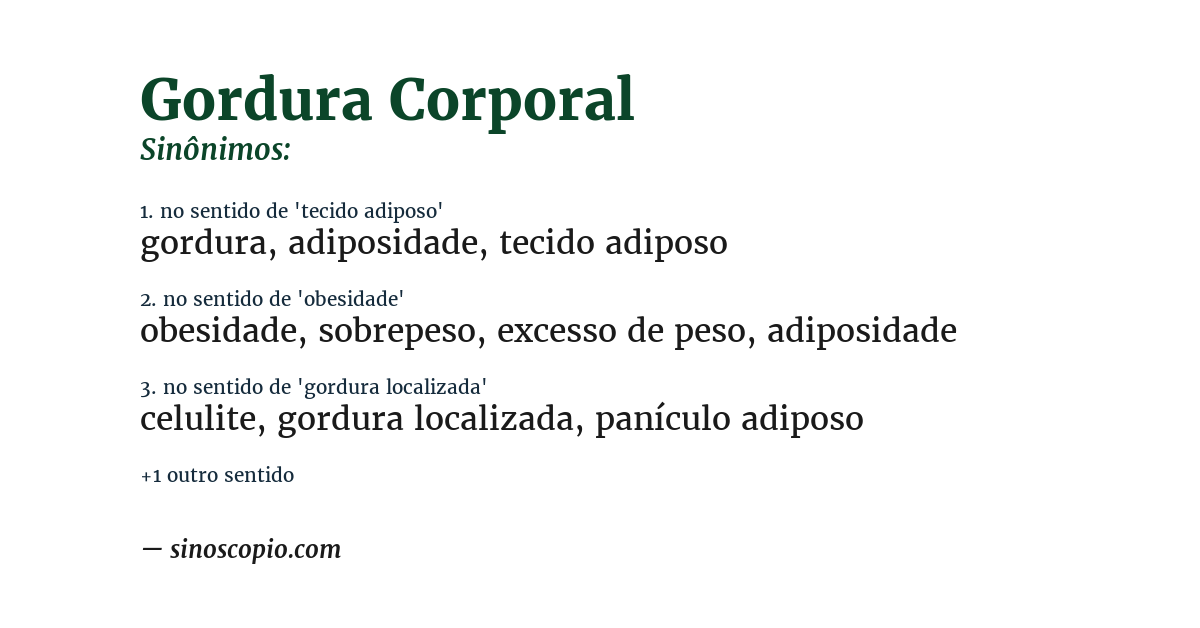 Sinônimo de gordura corporal