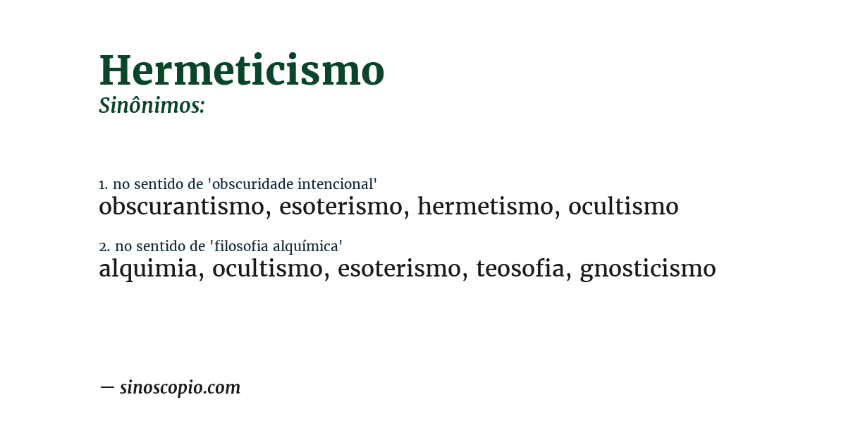 Sinônimo de hermeticismo