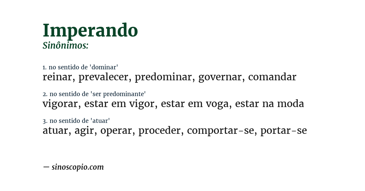 Sinônimo de imperando