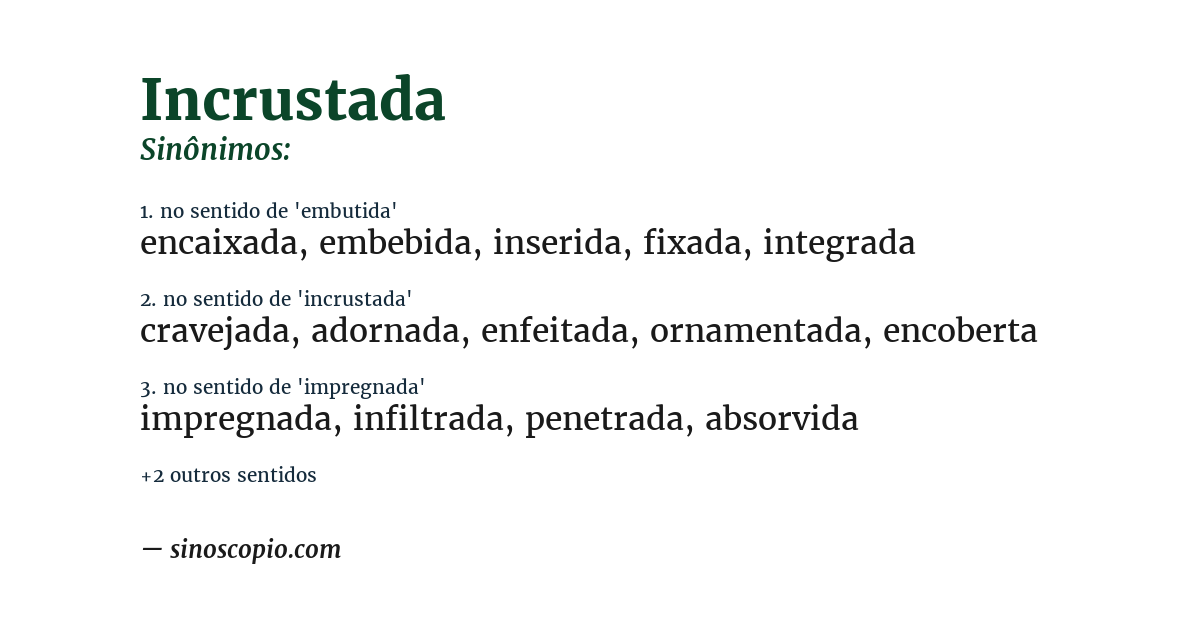 Sinônimo de incrustada