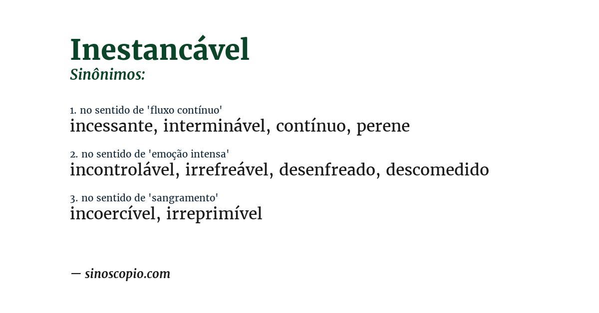 Sinônimo de inestancável