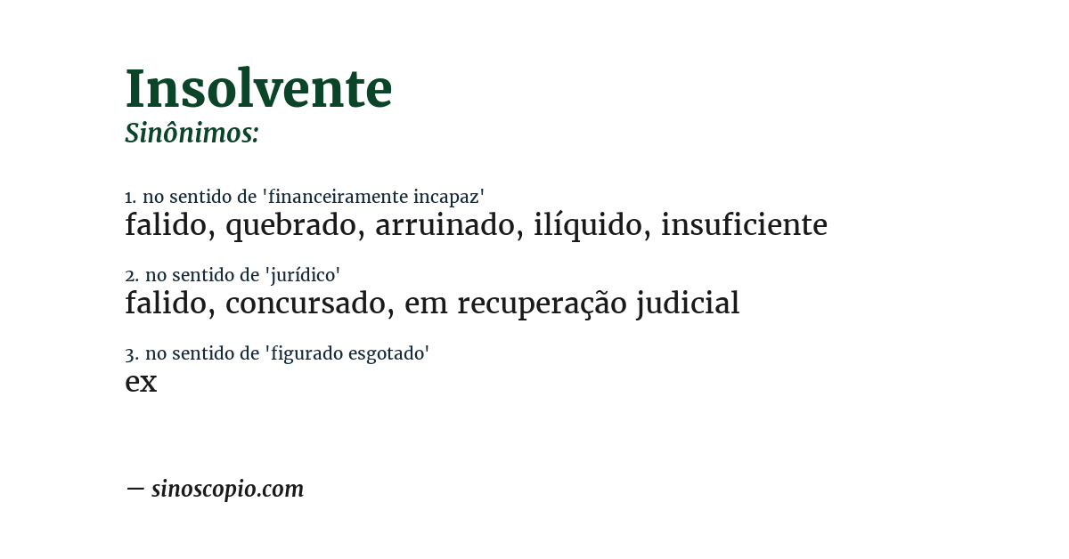 Sinônimo de insolvente