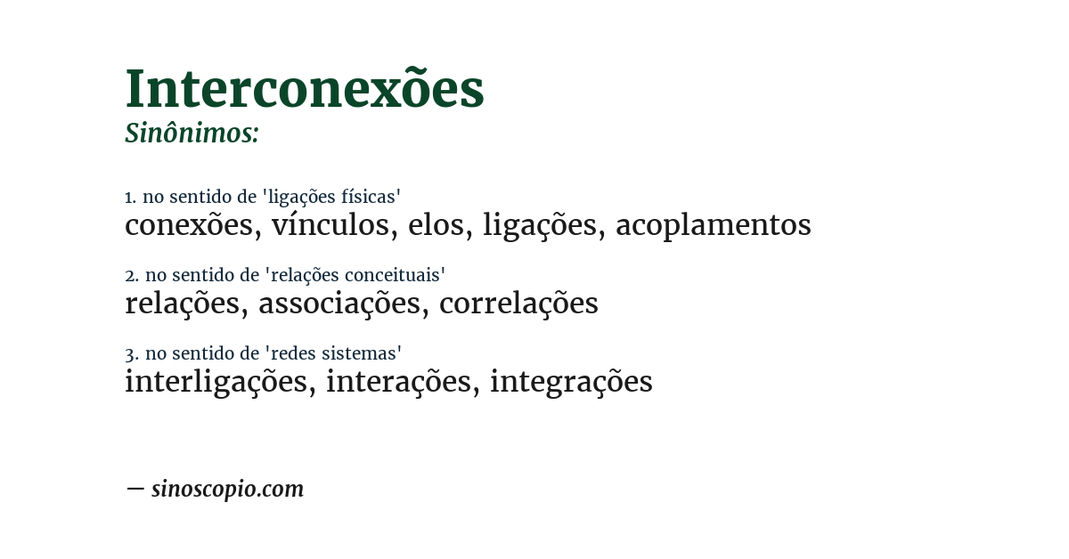 Sinônimo de interconexões