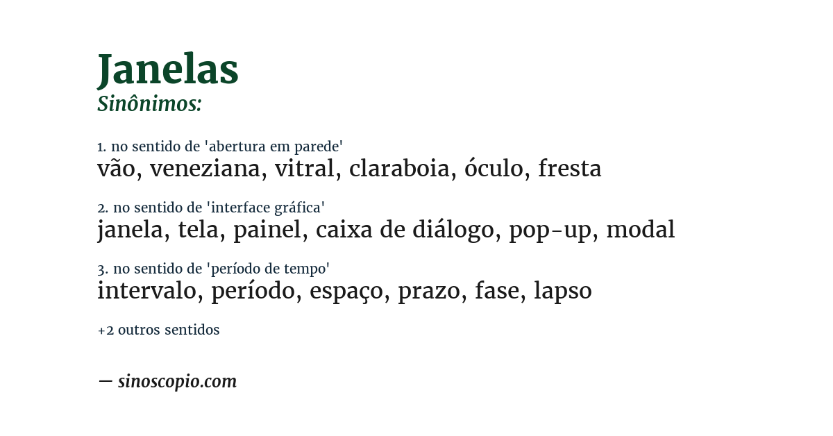 Sinônimo de janelas