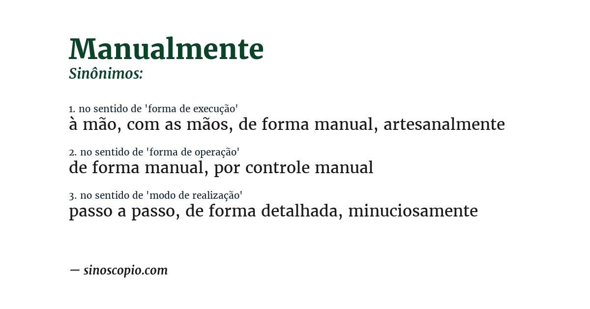 Sinônimo de manualmente