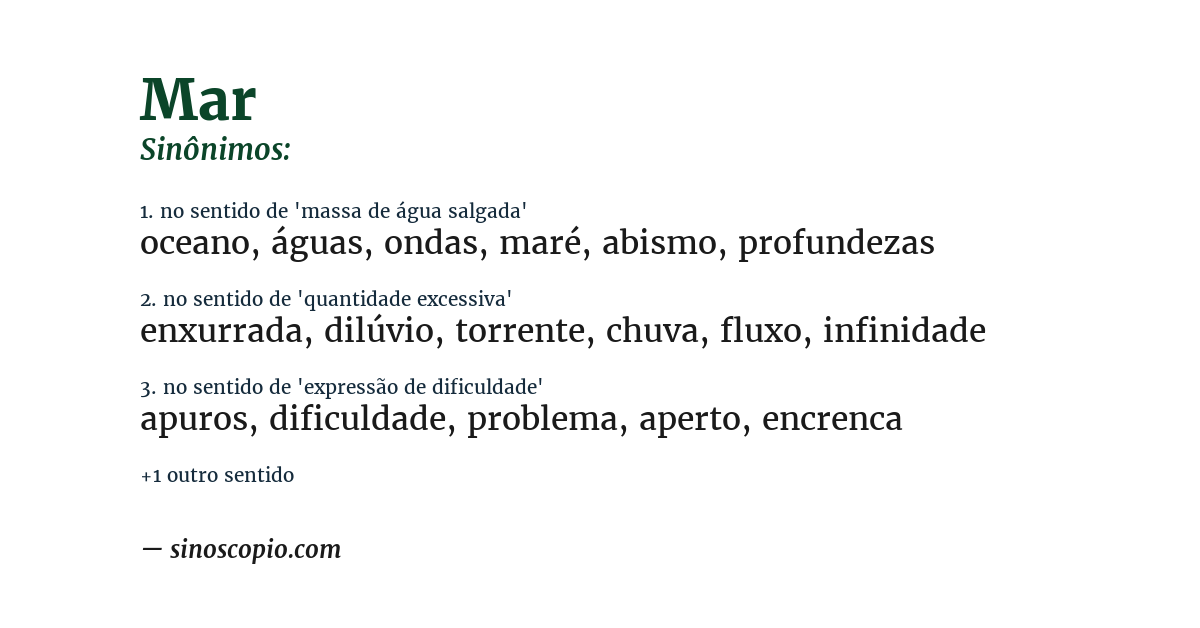 Sinônimo de mar