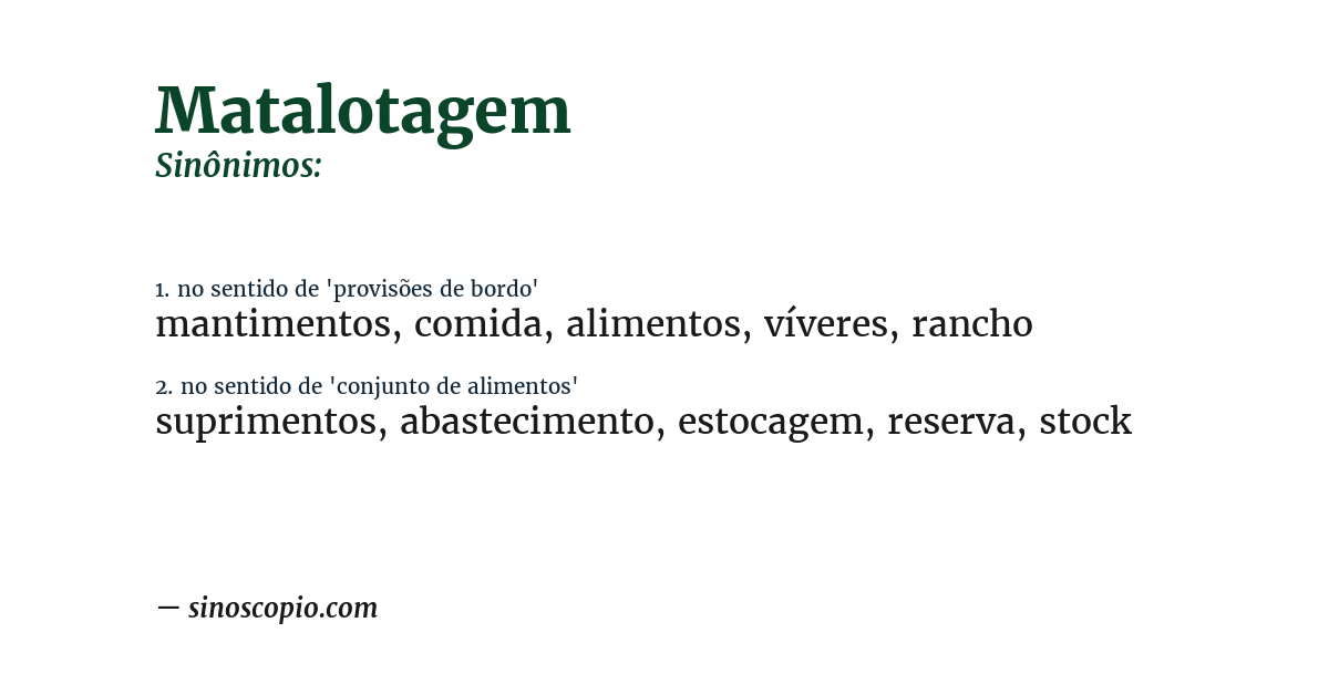 Sinônimo de matalotagem