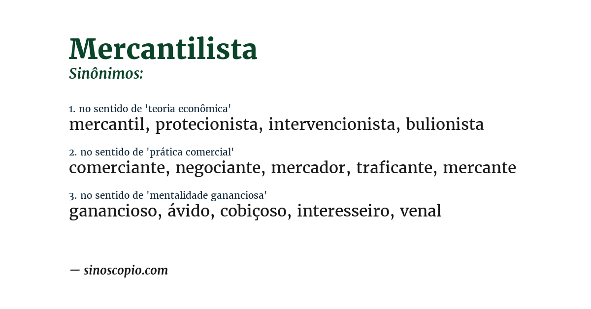 Sinônimo de mercantilista