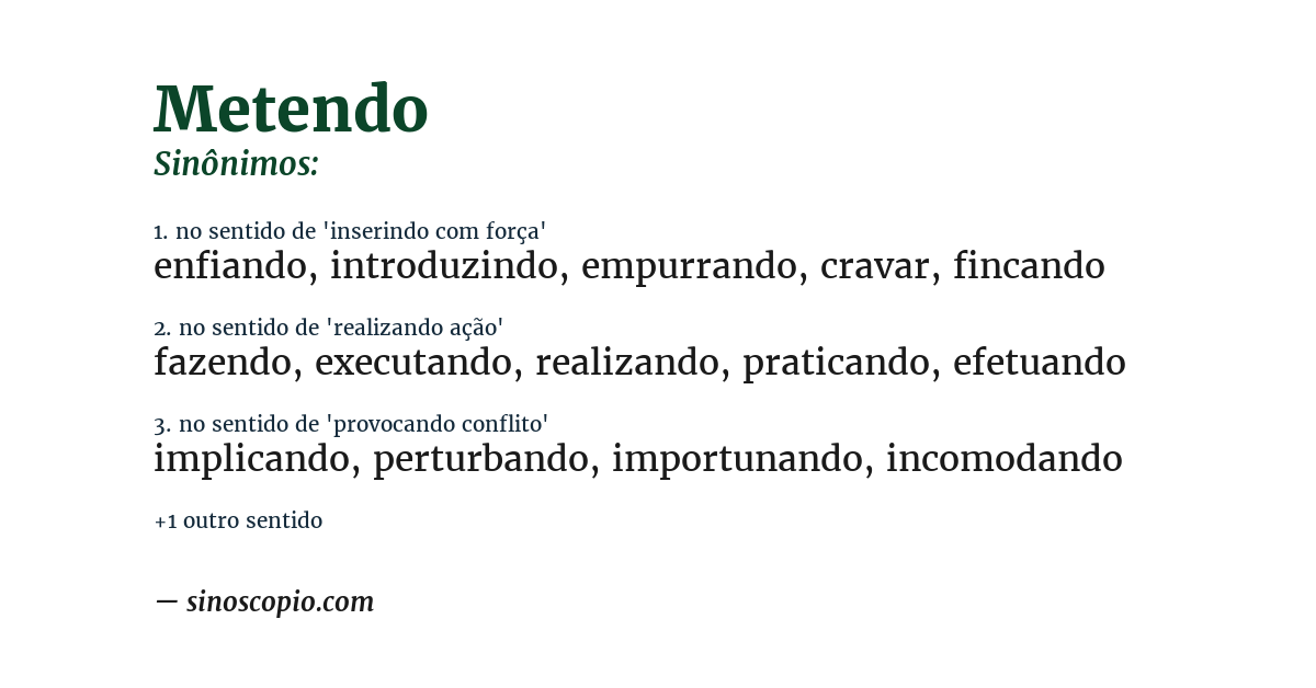 Sinônimo de metendo