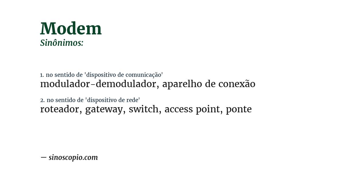 Sinônimo de modem