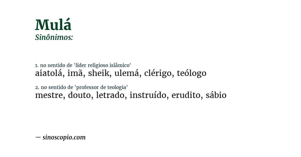 Sinônimo de mulá