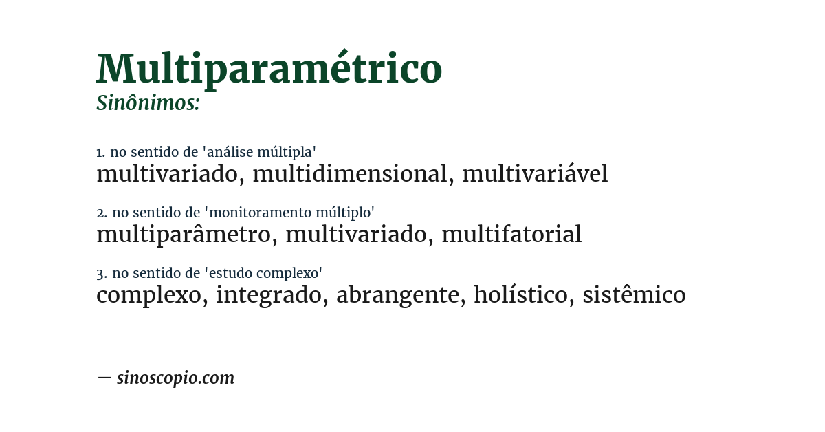 Sinônimo de multiparamétrico