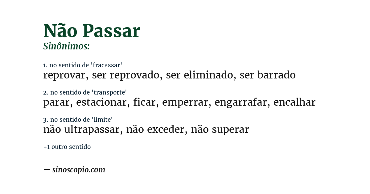 Sinônimo de não passar
