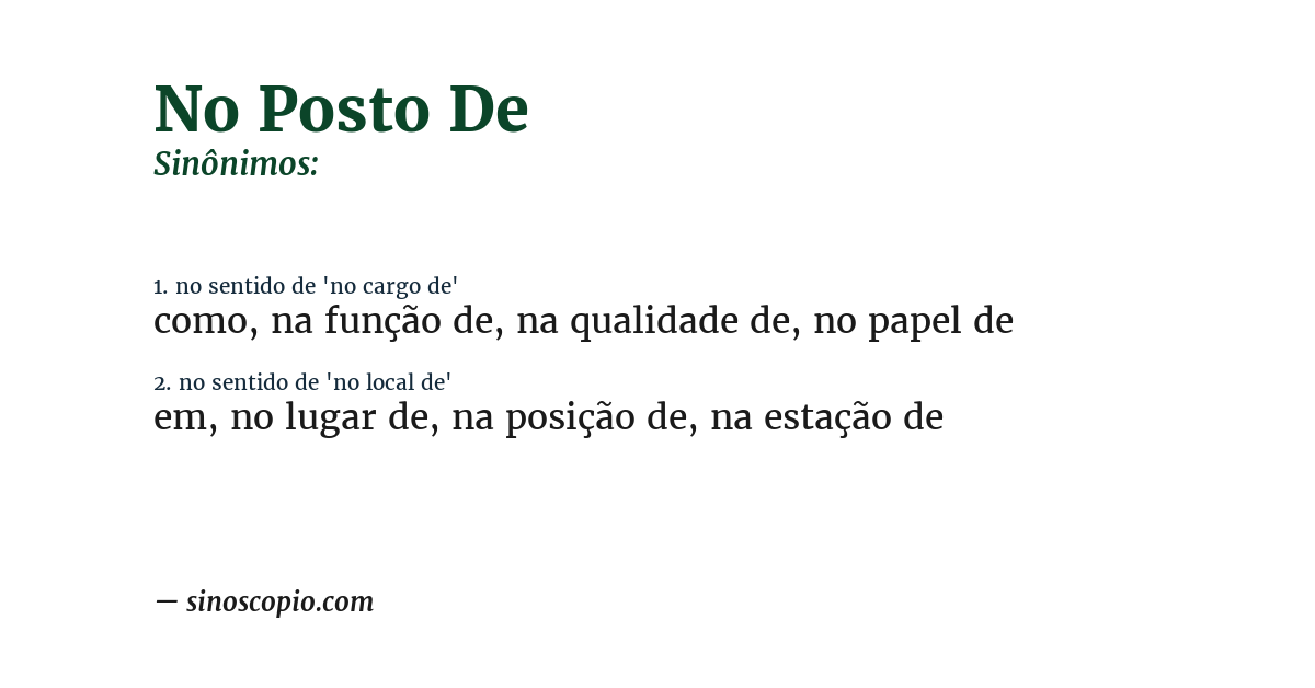 Sinônimo de no posto de