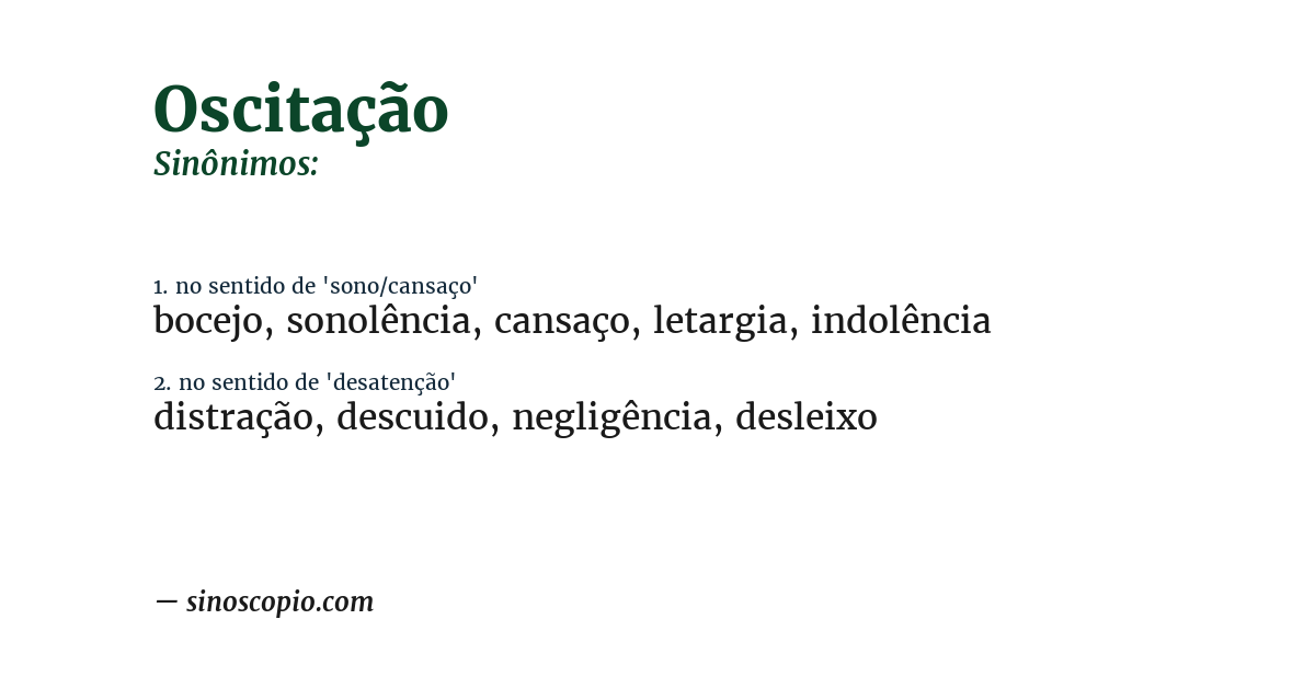 Sinônimo de oscitação