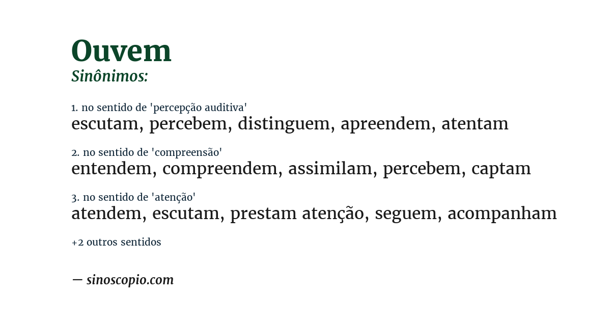 Sinônimo de ouvem