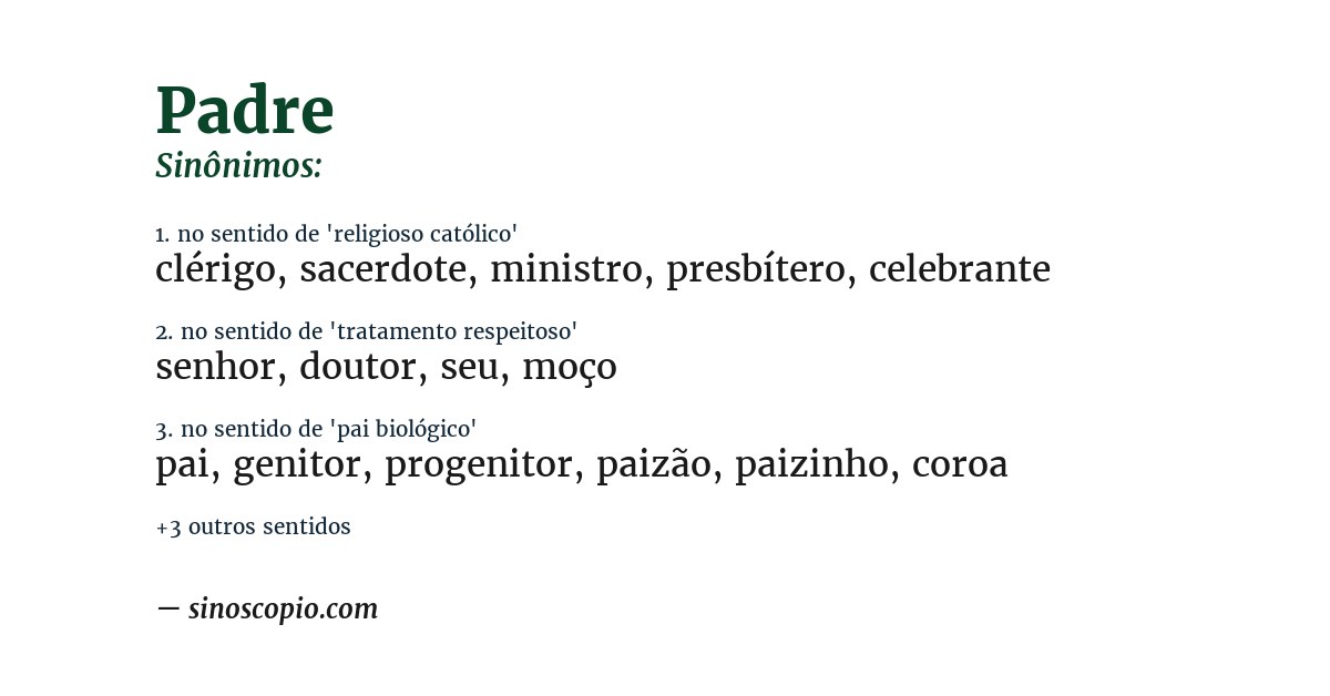 Sinônimo de padre